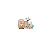 ergobag Pack Set Bundle AW25/26, ergonomischer Schulrucksack flexibel 7-teilig Set 1. Klasse Grundschule für Mädchen und Jungen BlütenzauBär - Beige