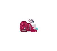 ergobag Pack Set Bundle AW25/26, ergonomischer Schulrucksack flexibel 7-teilig Set 1. Klasse Grundschule für Mädchen und Jungen MondzauBär - Beere