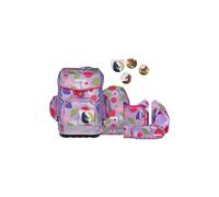 ergobag Schulranzen-Set Cubo Light BlütenzauBär 6-teilig Lila 2024/2025