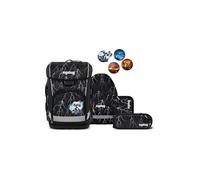 ergobag Schulranzen-Set cubo Light Set Super ReflektBär - Schwarz | extra leichter ergonomischer Schulranzen mit nur 780 g im 6-teiligen Set aus der Vorgänger-Kollektion für die Schule
