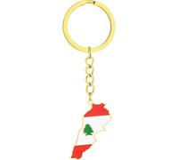 Ericetion Schlüsselanhänger Libanon-Karte Und Flagge, Metall, Libanesische Karte, Flaggen, Schlüsselanhänger, Schmuck, Geschenk Für Damen Und Herren, Handtaschen-zubehör