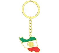 Ericetion Vintage Iran Karte Schlüsselanhänger Titan Stahl Schmuck Gold Silber Flagge Schlüsselanhänger Schlüsselanhänger Geschenk Für Frauen Männer Handtaschenanhänger