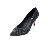 ERIJUNOR E2406 Damen-Pumps mit mittelhohem Absatz, glitzernde Strasssteine, Netzstoff, Abendschuhe, Abschlussball, Hochzeitsschuhe