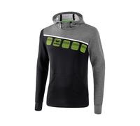 Erima 5-C Kapuzensweat M, schwarz / grau melange / weiß