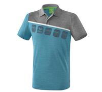 ERIMA Poloshirt 5-C oriental blue mel./grey mel./white S (4043523908473)