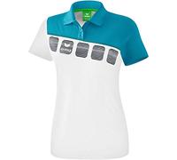 Erima Damen 5-C Poloshirt, weiß/oriental blue/colonial blue, 34