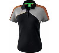 ERIMA Damen Poloshirt Premium One 2.0 Poloshirt, schwarz/grau melange/neon orange, 44, 1111815