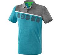 Erima Herren 5-C Poloshirt, oriental blue melange/grau melange/weiß, M