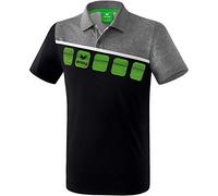 Erima Kinder 5-C Poloshirt, schwarz/grau melange/weiß, 152