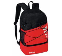 Erima Unisex Six Wings Rucksack mit Bodenfach (7232319), rot/schwarz, 1