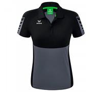 Erima Damen Poloshirt Six Wings 1112214 – schnelltrocknend, tailliert – Slate Grey/Schwarz Gr. 40