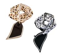 ERINGOGO 2 Stück Kleine Ohr Seidenschals Damen Leopardenmuster Lange Schmale Haarbänder Vielseitige Haarschleifen Dekorative Halstücher für Haare Taschen Halsdeko