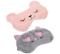 ERINGOGO 2stücke Augenmaske Cartoon Plüsch Schlafmasken Augenklappen Tragbare Augenmasken Schlafaugenbinden Für Reisen Zuhause Büro Auto Zug Schlafmaske Schlafklappen