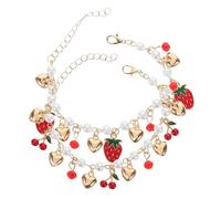 ERINGOGO 2stücke Elegantes Armband Erdbeer Herz anhängern aus Langlebiger Legierung Modischer Frucht schmuck für Damen Stilvolle Handgelenkskette für Büro Party und Alltag