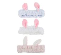 ERINGOGO 3 Stück Teiliges Hasenohren Haarband für Damen Elastisches Langlebiges Stirnband aus Weichem Stoff für Gesichtsreinigung Make-up Spa und Hautpflege Rutschfest und Zufällige Farbe