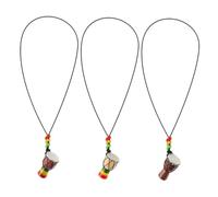 ERINGOGO 3 Stück Teiliges Mini Trommel Anhänger Halsketten aus Holz Handgefertigte Percussion Schmuckstücke für Frauen und Männer Zierliche Boho Halskette Einzigartiges Geschenk