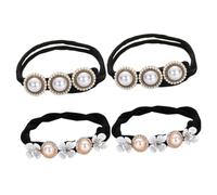 ERINGOGO 4 Stück Damen Haargummis für Dutt und Pferdeschwanz Stilvolle Haarschmuck Accessoires mit Perlen und Blumen Geeignet für Dickes Haar Vielseitig für Alltag und Party Einfach zu