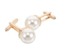 ERINGOGO Perlen Manschettenknöpfe 2 Stück Gold Zinklegierung Für Herren Business Hemd Hochzeit Anzug Accessoire Klassisch Elegant