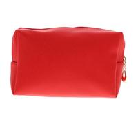 ERINGOGO Shiny Pu Leder Make up Tasche Rot Kompakte Lippenstift Aufbewahrung Gestepptes Design Tragbare Kosmetiktasche mit Reißverschluss als Reise Kulturbeutel