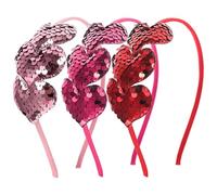 ERINGOGO Valentinstag Haarbänder 3 Stück Herzförmige Stoff Stirnbänder in Rot Pink und Magenta Festival Haar Accessoires für Damen Party und Geburtstag