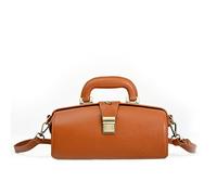 Erivis Echtleder Handtasche Rindsleder Arzttasche braun Umhängetasche Schnalle Damentasche, Orange/Abendrot im Zickzackmuster (Sunset Chevron), L:(10.6"); H:13cm (5.11"); W: (4.5")