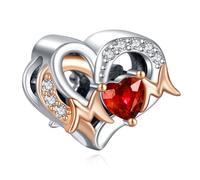 Erizteya Heart to Heart with Mom Charm für Frauen Armbänder Halsketten mit 5A Cubic Zirconia 925 Sterling Silber Anhänger Perlen Schmuck Geschenk für Mädchen