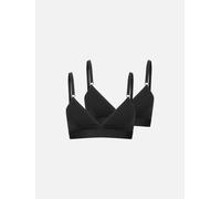 erlich textil Casual Cotton Triangel Bralette im 2er Pack für Frauen aus Bio-Baumwolle in schwarz XS