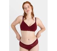 erlich textil Elisabeth bügelloser BH mit Spitze und Baumwolle, made in Europe weinrot