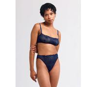 erlich textil Fluid Lace High Waist Brazil String mit Spitze aus recyceltem Polyamid, made in Europe Mitternachtblau 42