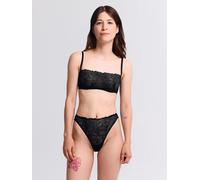 erlich textil Fluid Lace High Waist Brazil String mit Spitze aus recyceltem Polyamid, made in Europe Schwarz 42