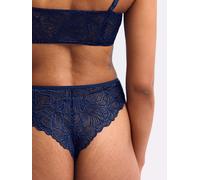 erlich textil Fluid Lace High Waist Brazil String mit Spitze aus recyceltem Polyamid, made in Europe Mitternachtblau 36