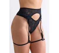 erlich textil Iconic Lace Strumpfhalter für Frauen aus Polyamid in schatten schwarz 42/44