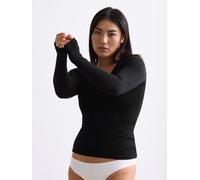 erlich textil Light Touch tiefausgeschnittenes Langarmshirt für Frauen aus TENCEL™ Lyocell in schwarz 38