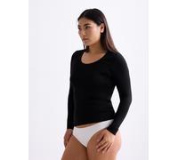 erlich textil Light Touch tiefausgeschnittenes Langarmshirt für Frauen aus TENCEL™ Lyocell in schwarz 46