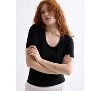 erlich textil Light Touch tiefausgeschnittenes T-Shirt für Frauen aus TENCEL™ Lyocell in schwarz 36