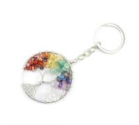 Erliway 4.33" Baum des Lebens Kristall Schlüsselanhänger für Frauen, 1Pc 7 Chakra Baum des Lebens Schlüsselkette, natürliche Edelstein Leben Baum Schlüsselanhänger Handgemachte DIY Geschenk