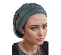 Ermandina Jüdische Kopfbedeckung, Baskenmütze, Kopfwickel, verstellbar, atmungsaktiv, leichte Baumwolle, Krebs-Kopfbedeckung für Frauen, Tichel-Peel-Kappe, Grün, Einheitsgröße