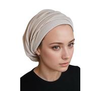 ERMANDINA Jüdische Kopfbedeckung für Damen, Tichel Slouchy Beanie Barett Snood Headcover, Cream, Einheitsgröße