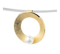 Ernstes Design Anhänger AN951 17 mm Edelstahl vergoldet Perle matt gekratzt