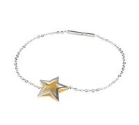 Ernstes Design Armband mit Stern vergoldet Edelstahl A595 Spiegelankerkette 1.5 mm