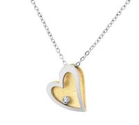 Ernstes Design Collier Halskette Herz K816 mit Brillant 0.02 ct. gelb vergoldet Edelstahl