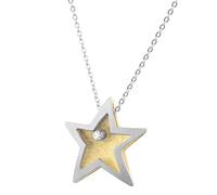 Ernstes Design Collier Halskette K839 Stern Edelstahl Brillant 0,02 ct vergoldet