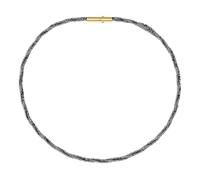 Ernstes Design Collier Halskette K859 Edelstahl Hämatit vergoldet