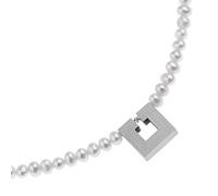 Ernstes Design Collier Kette K74 Edelstahl Brillant 0,016 Perlen 42 cm Halskette