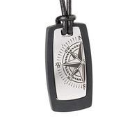 Ernstes Design Halskette Anhänger K600.S Edelstahl mit Außenring und Lederband