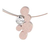 Ernstes Design Halskette K773 mit Anhänger Edelstahl rot vergoldet Zirkonia Drahtseil