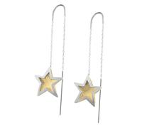 Ernstes Design Ohrhänger Ohrringe Stern E672 Edelstahl mattiert vergoldet Hänger