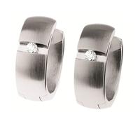 Ernstes Design Ohrringe Creolen E492 Edelstahl mit Brillant 0.04 ct. tw/si