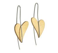 Ernstes Design Ohrringe E242 Herz aus Edelstahl vergoldet Hänger Ohrhänger matt