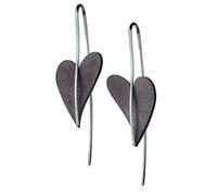 Ernstes Design Ohrringe E301 Herz aus Edelstahl Altbronze Hänger Ohrhänger matt